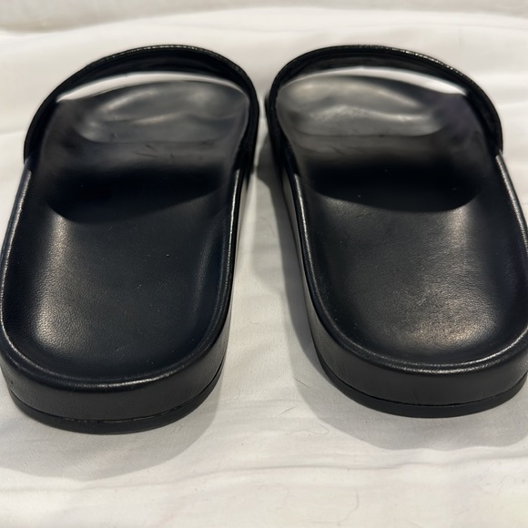BALENCIAGA PISCINE B-B LOGO BLACK LEATHER SLIDES WITH BOX - Picture 8 of 15